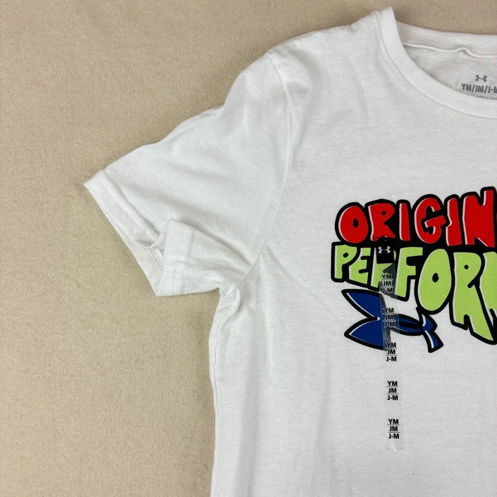 Under Armour Youth White Originators of Performance Graphic Tee Sporty Retro
